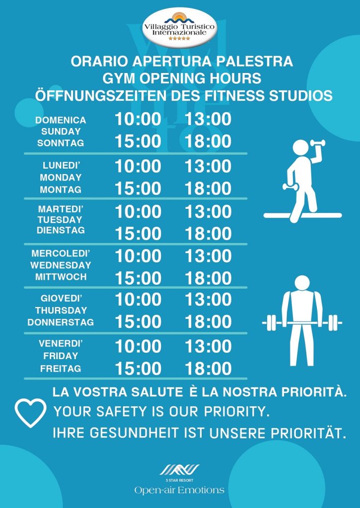 orari settimanali palestra settembre